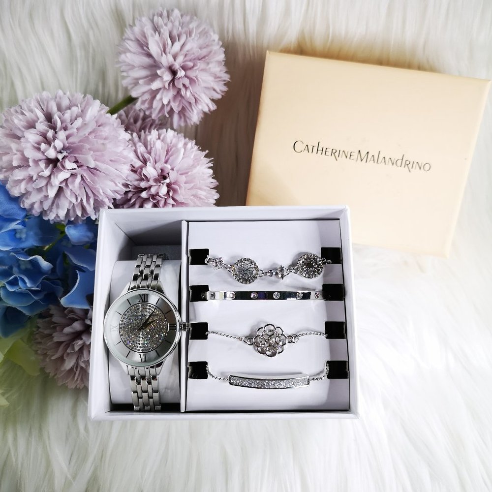 Catherine Malandrino Bling Rhinestones Watch Set